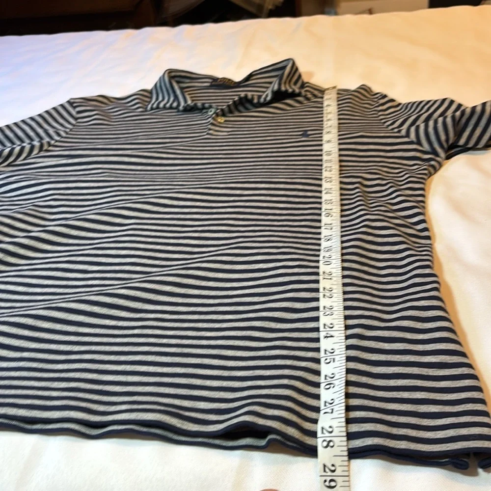 Polo Ralph Lauren  Navy Gray Striped Soft Cotton Golf Polo Shirt Size XXL